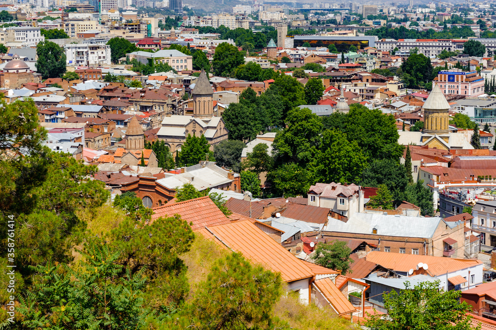 It's Panoramic view of Tbilisi, Georgia. Tbilisi is the capital and the largest city of Geogia with 1,5 mln people population