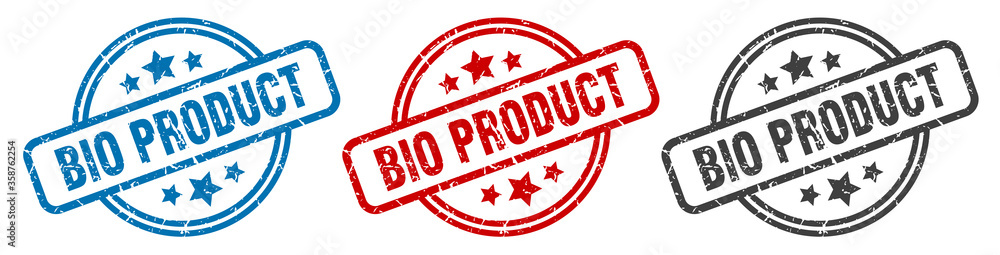bio product stamp. bio product round isolated sign. bio product label set