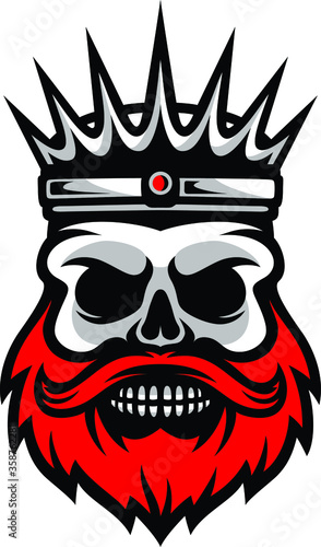 Skull with Crown and Red Beard