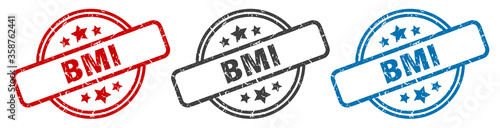 bmi stamp. bmi round isolated sign. bmi label set