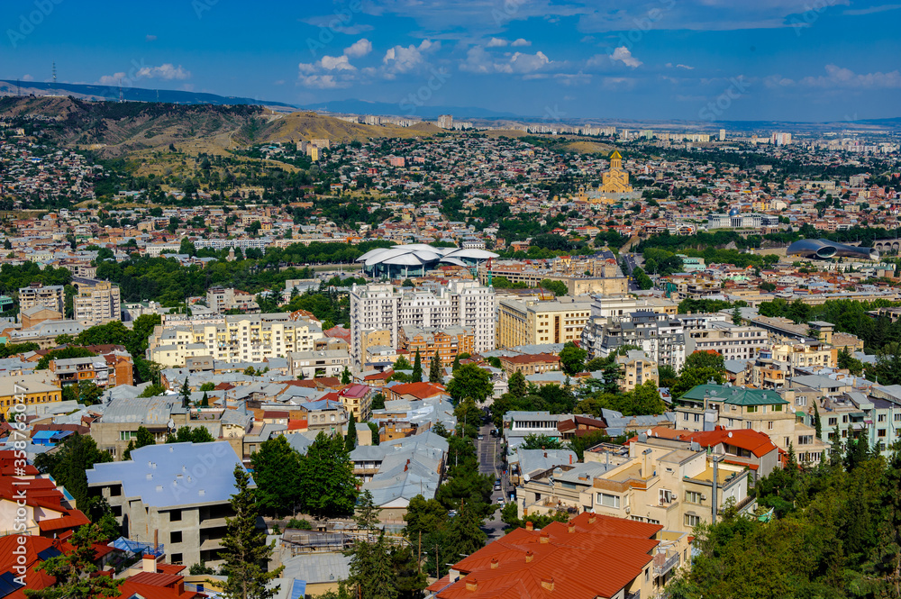Obraz premium It's Panoramic view of Tbilisi, Georgia. Tbilisi is the capital and the largest city of Geogia with 1,5 mln people population