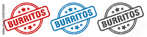 burritos stamp. burritos round isolated sign. burritos label set