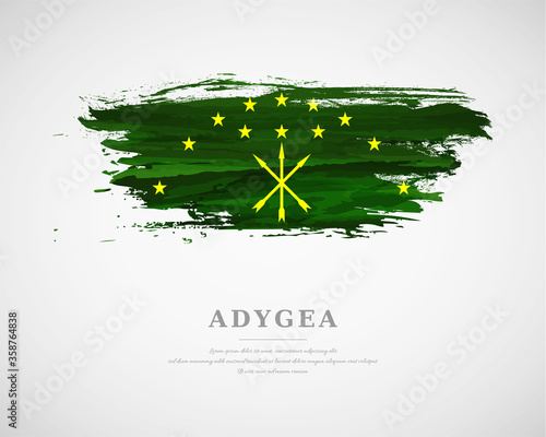 Happy national day of Adygea with artistic watercolor country flag background