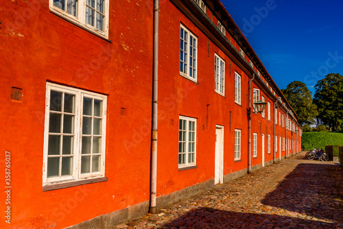 Red building in Kastellet  Copenhagen  Denmark  is one of the star fortresses in Northern Europe
