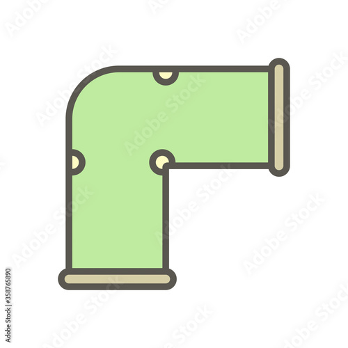 Decorative PVC line pipe cover vector icon. Also called decorative duct, cover guard, tube cover or connecting fitting. Part for air conditioner hvac system to hide refrigeration pipe on external wall