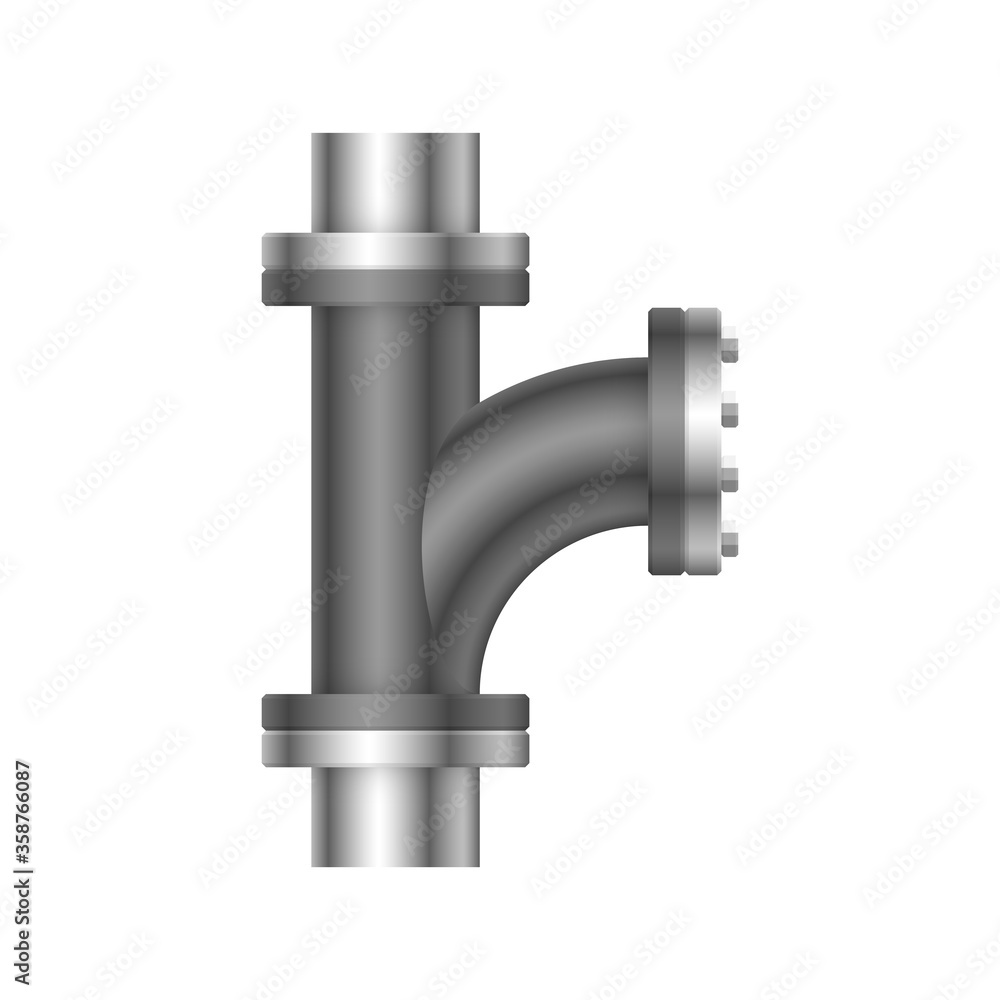 Pipe vector. Connection by flange fitting. For pipeline construction to transport liquid or gas in industry i.e. crude, oil, natural gas. Also water supply infrastructure in plumbing and irrigation. Pipe vector. Connection by flange fitting. For pipeline construction to transport liquid or gas in industry i.e. crude, oil, natural gas. Also water supply infrastructure in plumbing and irrigation.