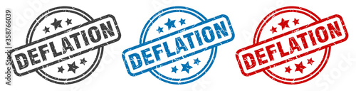 deflation stamp. deflation round isolated sign. deflation label set