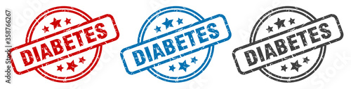 diabetes stamp. diabetes round isolated sign. diabetes label set