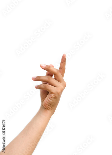 Wallpaper Mural  a hand holding something like a bottle or smartphone on white backgrounds, isolated Torontodigital.ca