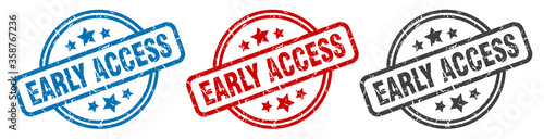 early access stamp. early access round isolated sign. early access label set