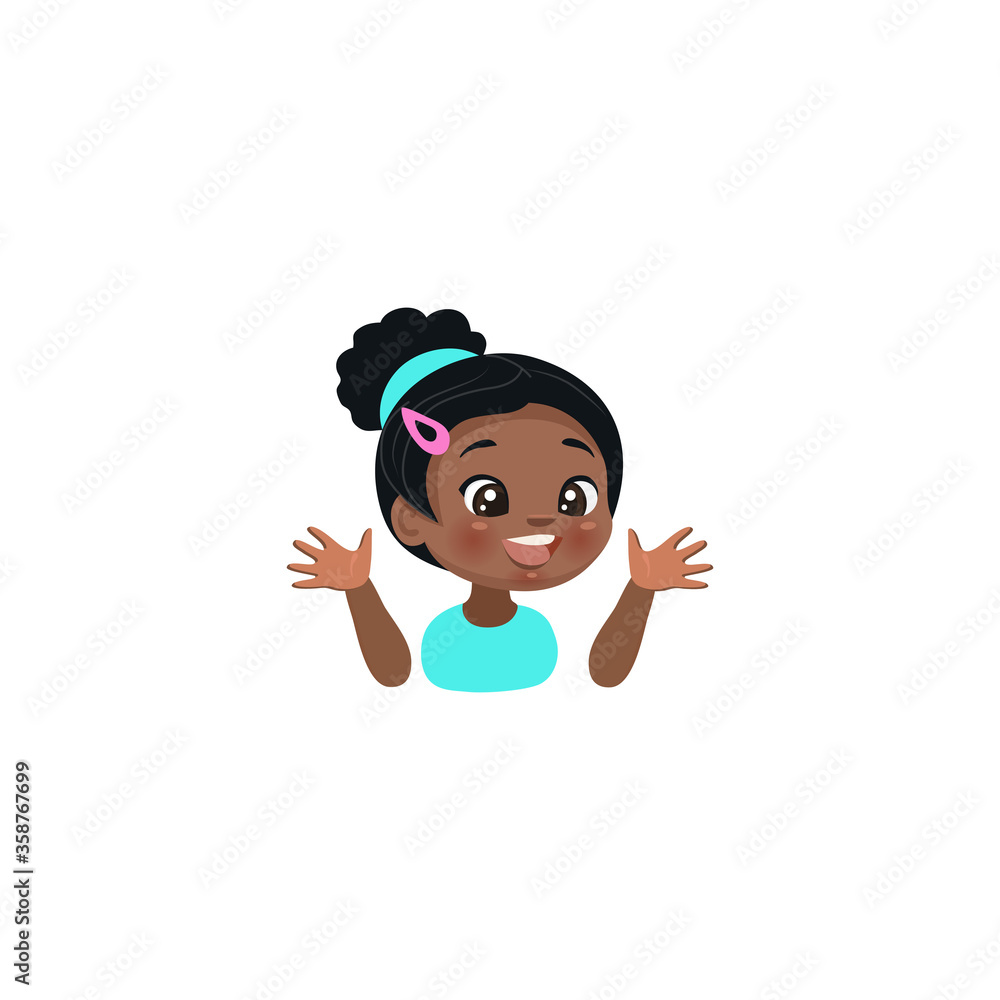 Vector sticker of cute cartoon African gymnast in rhythmic gymnastics competitions, athlete in training, children's sports school, isolated on a white background, eps 10 Vector sticker of cute cartoon African gymnast in rhythmic gymnastics competitions, athlete in training, children's sports school, isolated on a white background, eps 10