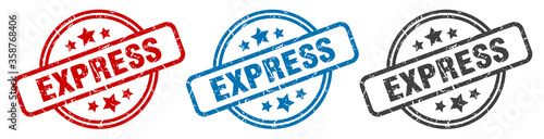 express stamp. express round isolated sign. express label set
