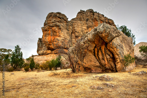 Rock formation in the Mount Arapiles State Park in the Wimmera area of Victoria, Australia - a renowned rock climbing destination.