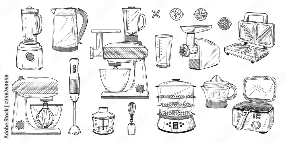 Set of different household appliances. Vector illustration