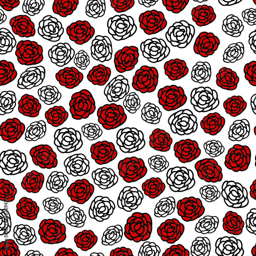 Punk roses red and black seamless vector pattern