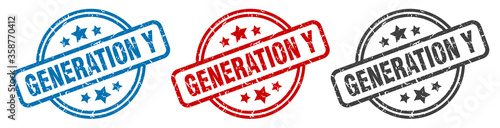 generation y stamp. generation y round isolated sign. generation y label set