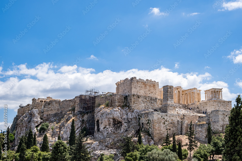 Acropolis of Athens, view from Areopagus hill in Greece