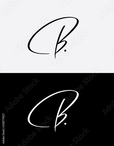 Custom calligraphic initial "B.", perfect for using as a personal word mark, monogram, logo etc. (ID: 358771027)