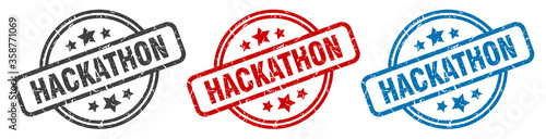 hackathon stamp. hackathon round isolated sign. hackathon label set