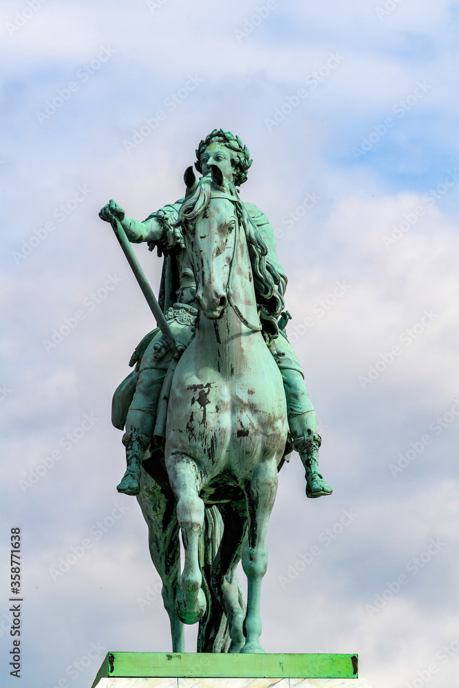 Statue of Frederick V by Jacques Francois Joseph Saly, Amalienborg Palace Square, Copenhagen, the capital of Denmark Statue of Frederick V by Jacques Francois Joseph Saly, Amalienborg Palace Square, Copenhagen, the capital of Denmark