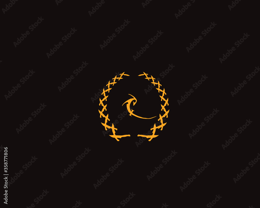 Alphabet letter monogram icon logo C inside a wreath Alphabet letter monogram icon logo C inside a wreath