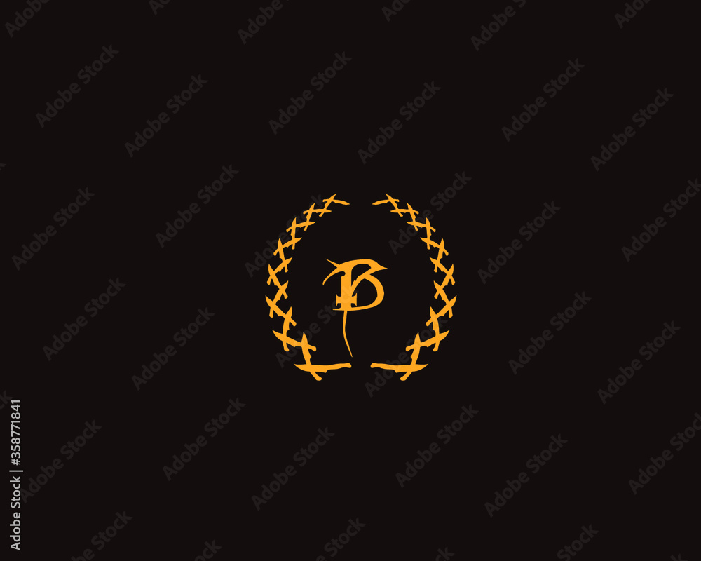 Alphabet letter monogram icon logo B inside a wreath Alphabet letter monogram icon logo B inside a wreath