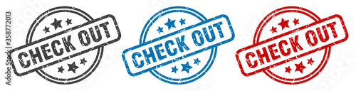 check out stamp. check out round isolated sign. check out label set