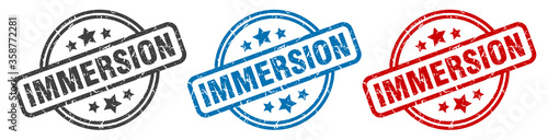 immersion stamp. immersion round isolated sign. immersion label set