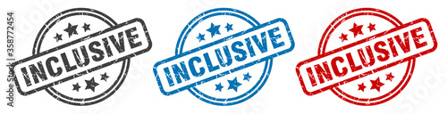 inclusive stamp. inclusive round isolated sign. inclusive label set