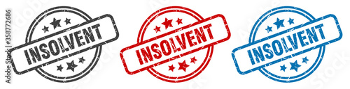 insolvent stamp. insolvent round isolated sign. insolvent label set