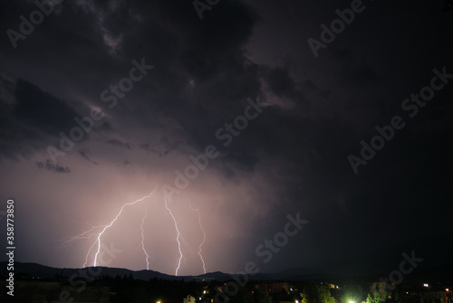 Obraz na płótnie Thunderstorm in the town of Berkovitsa w salonie