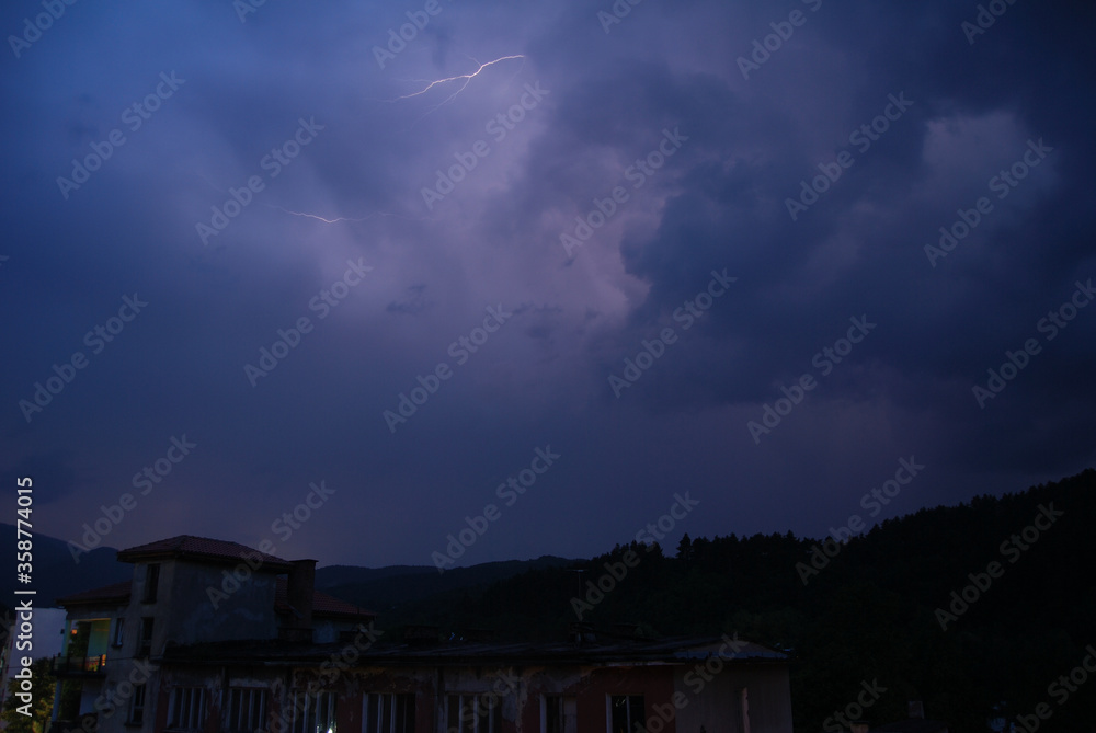 Thunderstorm in the town of Berkovitsa