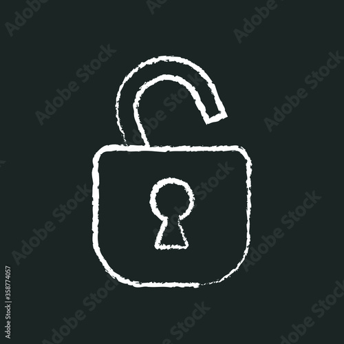 open lock, keyless, chalk icon