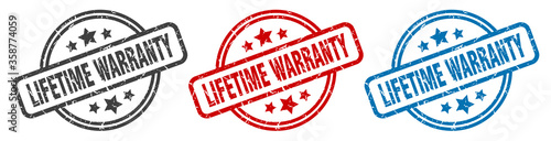 lifetime warranty stamp. lifetime warranty round isolated sign. lifetime warranty label set