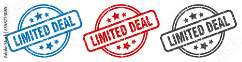 limited deal stamp. limited deal round isolated sign. limited deal label set