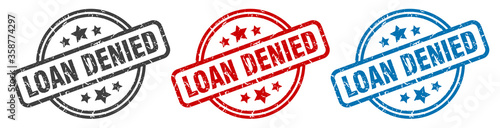 loan denied stamp. loan denied round isolated sign. loan denied label set