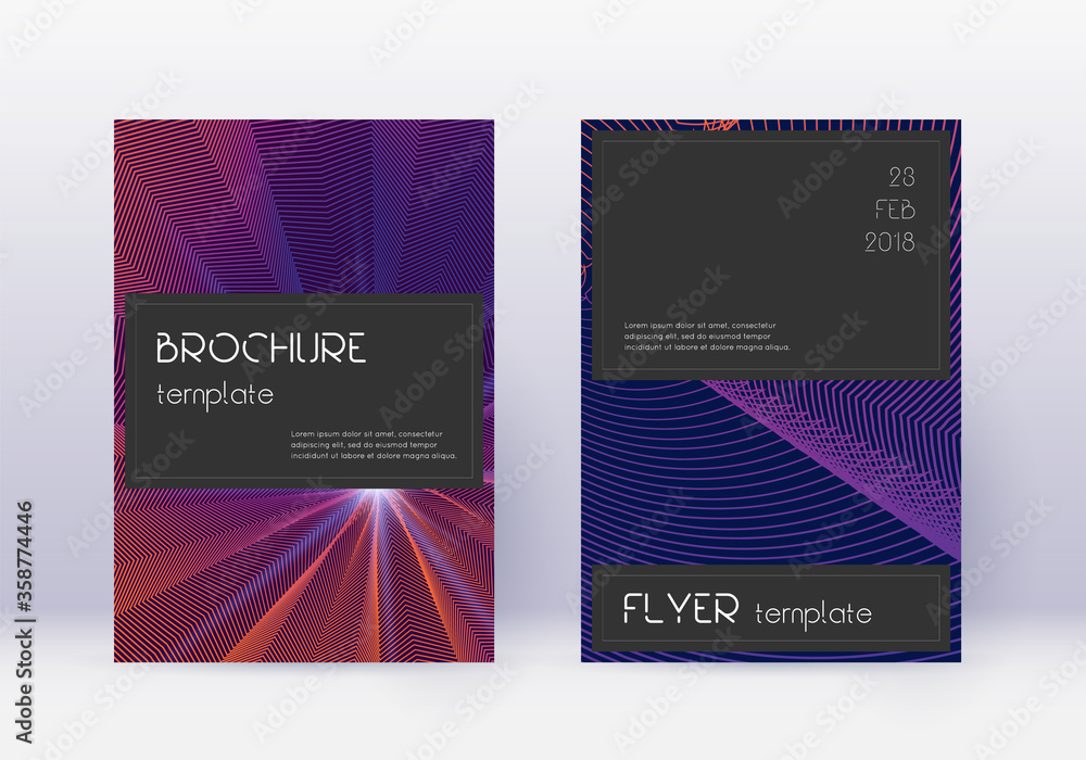 Fototapeta premium Black cover design template set. Violet abstract l