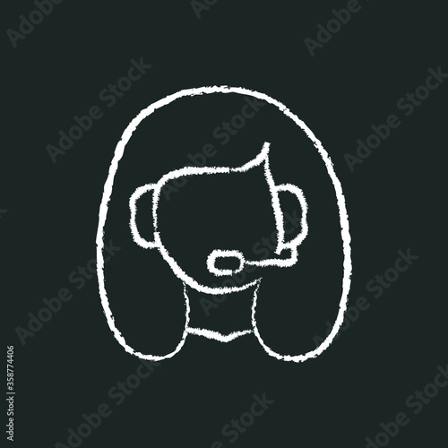 consultant girl with headset, chalk icon