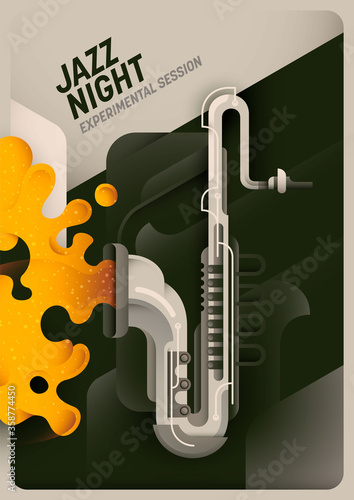 Retro style Jazz poster with saxophone. Vector illustration.