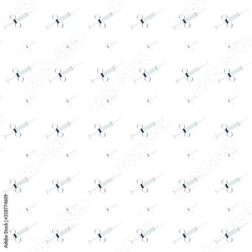 Background, white pattern, with white syringes, for vaccination, vintage iron type.