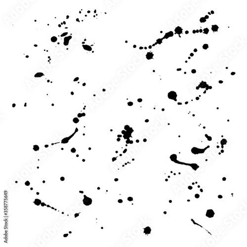 Black Grunge ink Splatter splashes and stains vector set