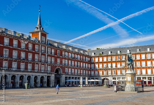 It's Plaza Mayor, the central square in Madrid, Spain