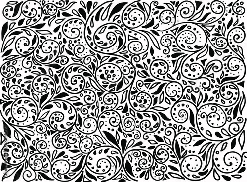 pattern black and white vector plant elements