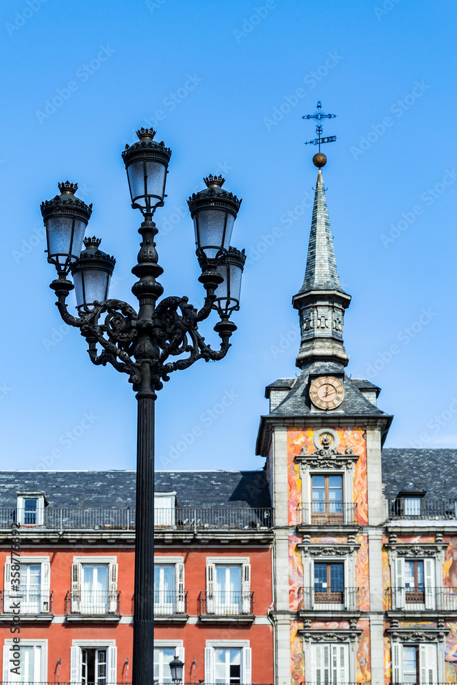 It's Architecture on the Plaza Mayor, Madrid, Spain. It's the Spanish Property of Cultural Interest