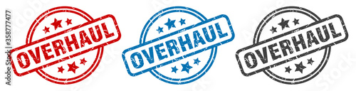 overhaul stamp. overhaul round isolated sign. overhaul label set