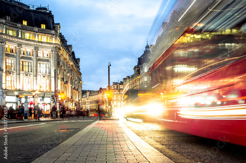 Motion blurred London city street 