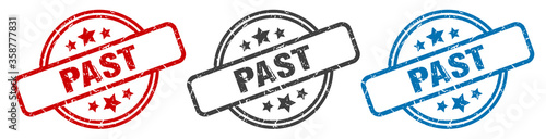past stamp. past round isolated sign. past label set