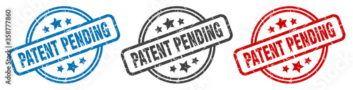 patent pending stamp. patent pending round isolated sign. patent pending label set