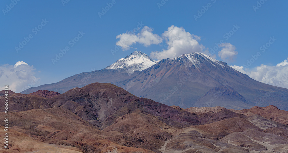 Volcanos Aquas Calientes and Lascar near San Pedro de Atacama, Chile