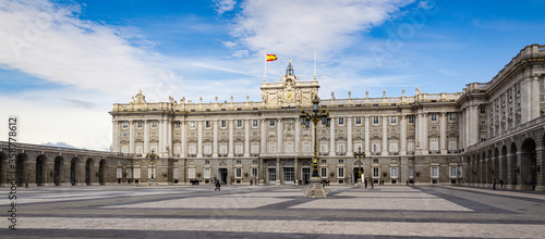 It's Square near the Palacio Real (Royal Palace), Madrid, Spain. Royal Palace is the official residence of the Spanish Royal Family